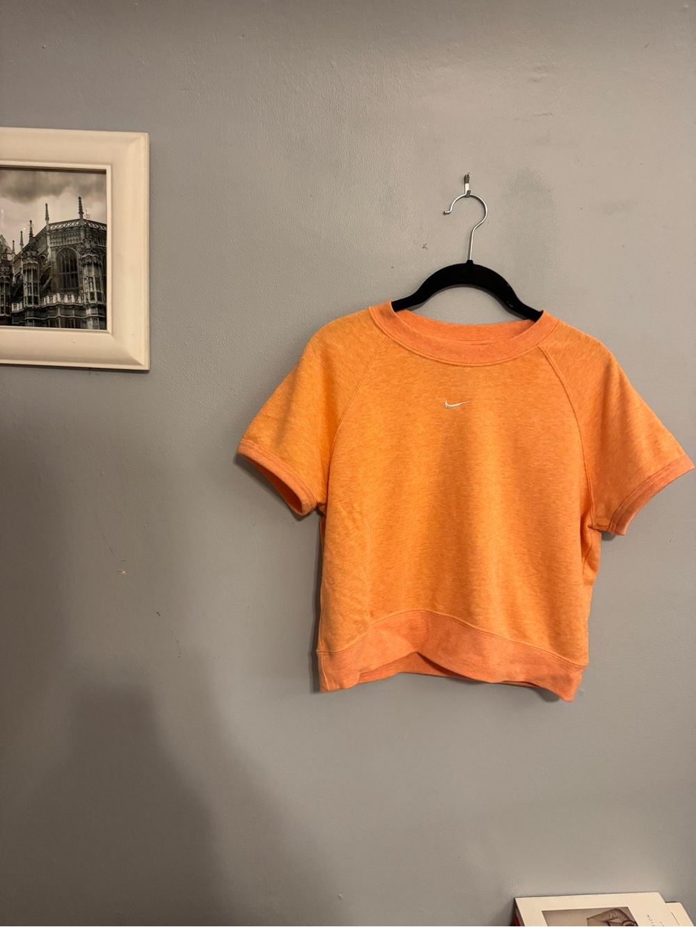 Nike Women’s Orange Cropped Short-Sleeve Sweatshirt Top